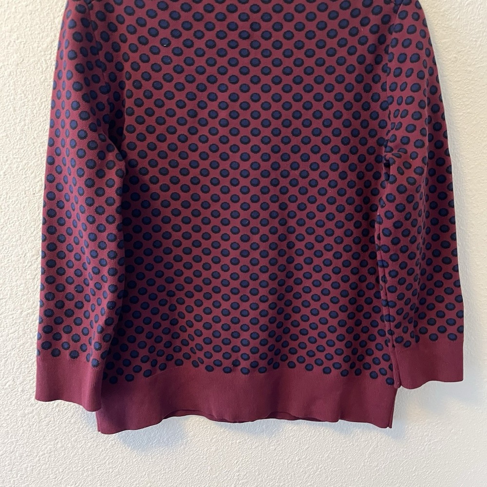 Ann Taylor Burgundy and Navy Polka Dot Cardigan - Picture 9 of 13